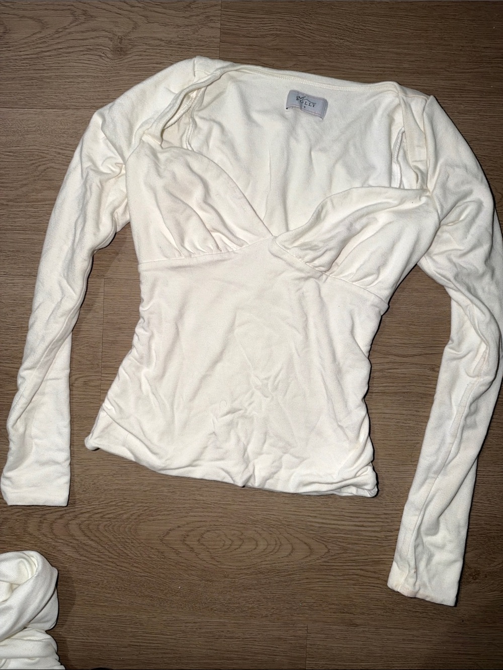 Oh Polly White Long-Sleeve V-Neck Top
